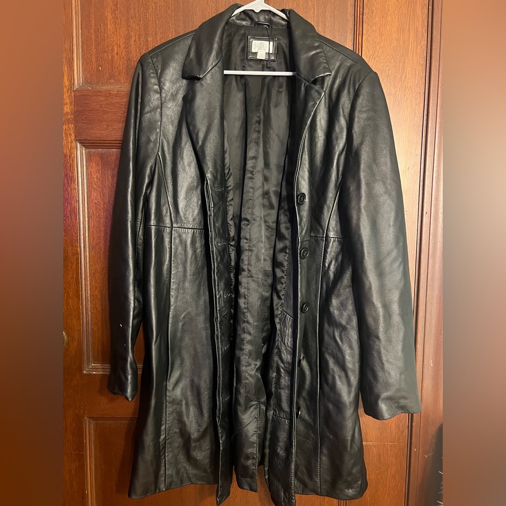 Vintage APT. 9 Black 100% Lambskin Leather Trench Coat